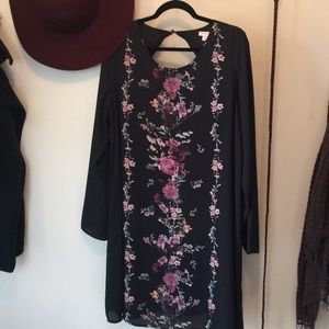 XXL Navy shift dress with purple floral pattern